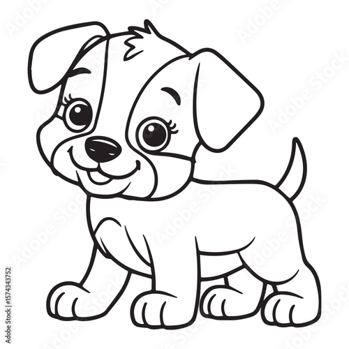 Happy puppy sitting animal cartoon