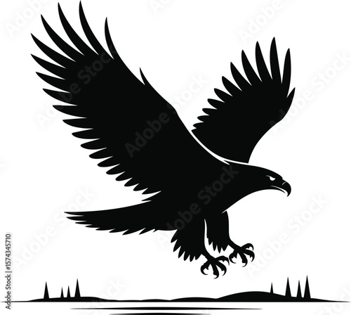 Majestic eagle descending with outstretched wings bird