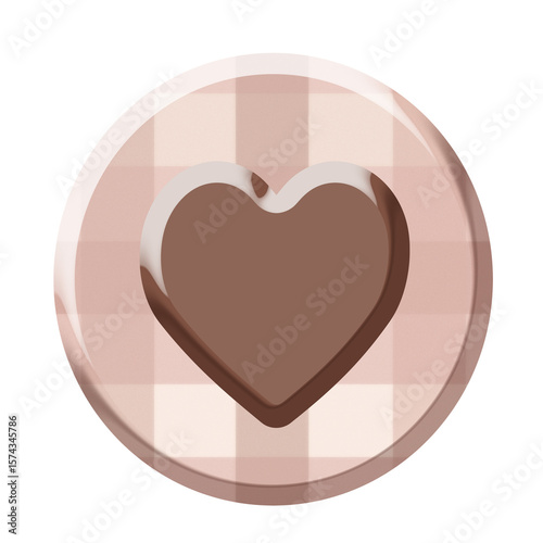 3d Pink and bass checkered heart button