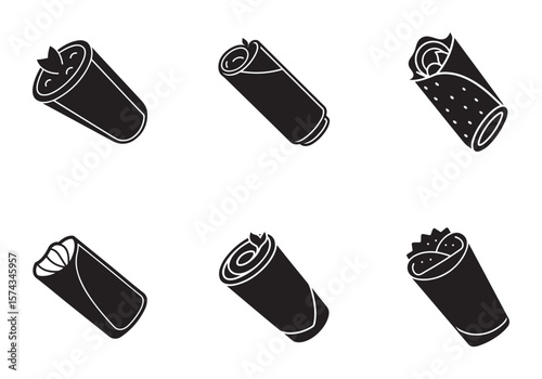 food wrap roll icon silhouette vector illustration