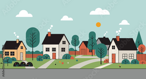 Peaceful Residential Neighborhood Drawing

