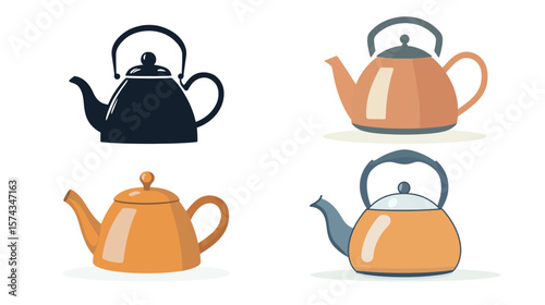 Tea Kettle Vector Graphic Design – Minimalist Teapot Illustration with Handle and Spout on White Background

