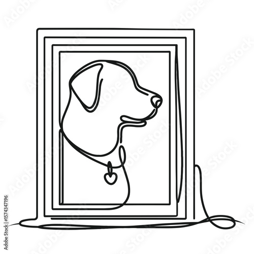 Pet memorial photo frame with a dog outline and simple design  