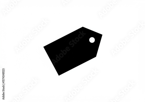 Simple black tag icon with a hole on a clean white background