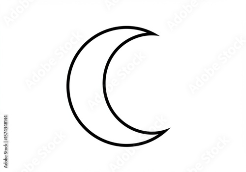 Simple black crescent moon outline on a white background