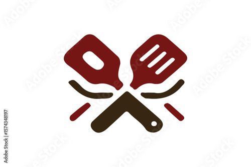 Kitchen spatula crossed utensils icon, cooking tools SVG, chef equipment vector, grill spatula logo, culinary utensil symbol design