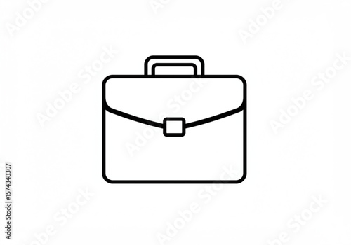 Simple black line art icon of a classic briefcase on a white background