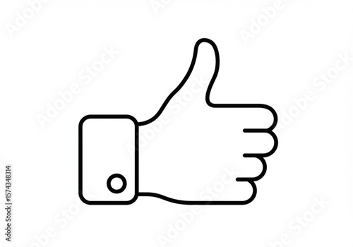 Simple black line art icon of a hand giving a thumbs up gesture