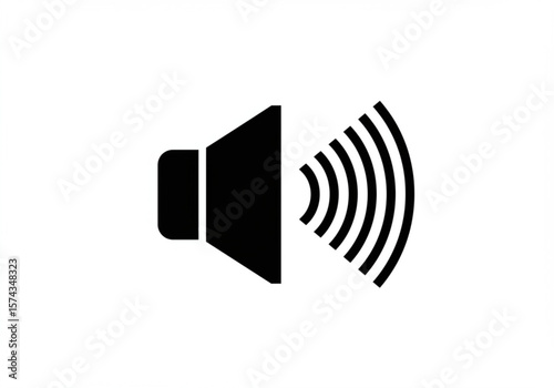 Black speaker icon with sound waves emanating outwards on a white background