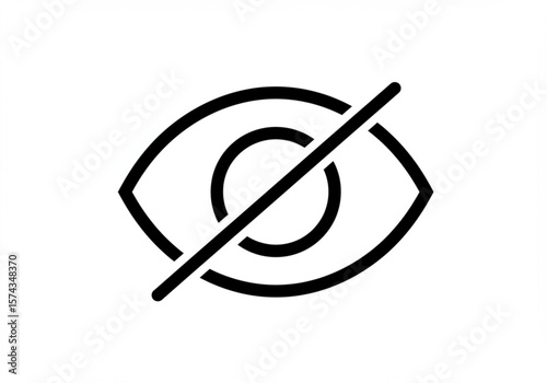 Black eye icon with a diagonal line through it on a white background