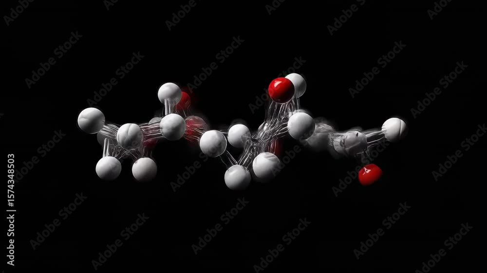 Molecular structures 3D rendering models representing chemical bonds on dark background