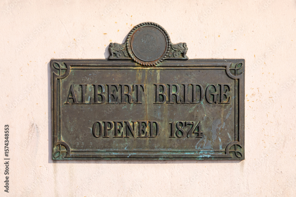 Fototapeta premium Albert Bridge Plaque in London, UK