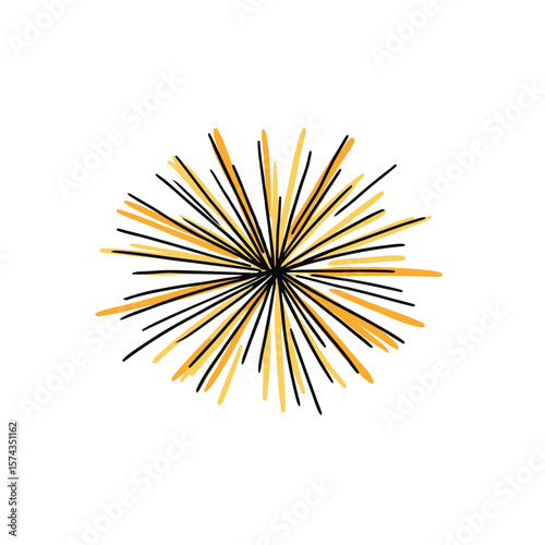 Starburst drawing radiates energy against clean backdrop simplicity