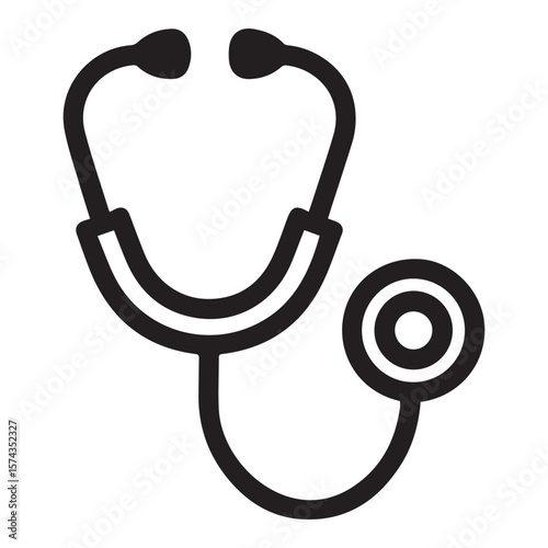 Black stethoscope icon medical health