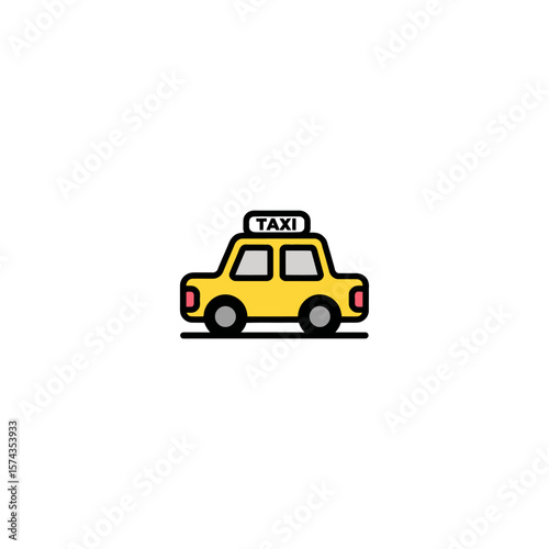 Yellow taxi transports passengers simple isolated background