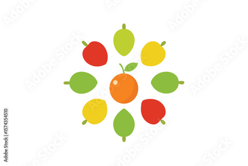 Circular And Elliptical Fruit Layout In Seamless Pattern