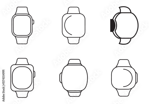 set of apple watch icon line art vector illustration