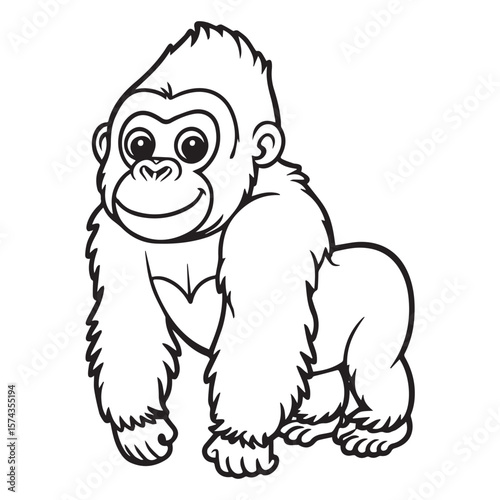 Cute cartoon gorilla standing primate animal