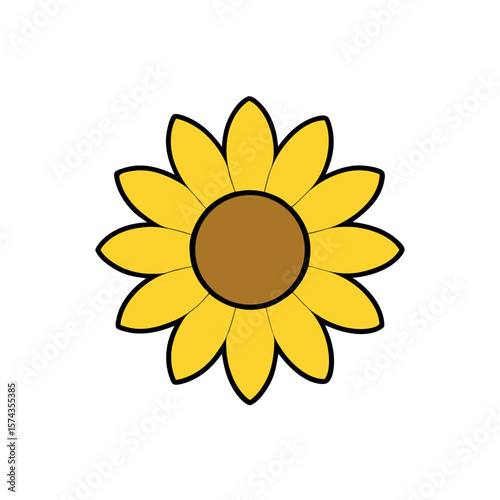 Sunflower outline with seed center for countryside coloring book page artwork Line Art Vector Illustration