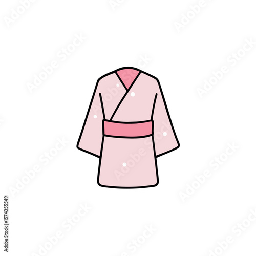 Pale pink baby kimono gentle garment illustration for newborn coloring Line Art Vector Illustration