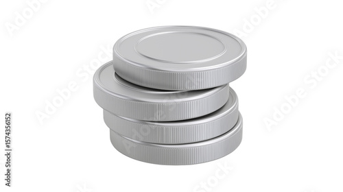 stack of silver coin isolated on white background