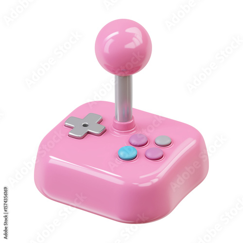charming pink joystick isolated on white background