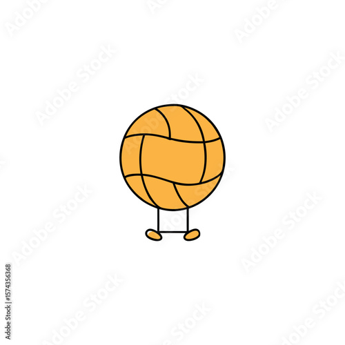 Volleyball with net icon design for sports themed club coloring book art Line Art Vector Illustration