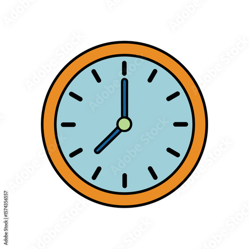 Wall clock minimalist decor design for home interior coloring book art Line Art Vector Illustration