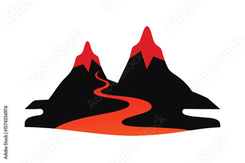 A Volcanic Landscape With Rivers Of Lava And Fiery Eruptions