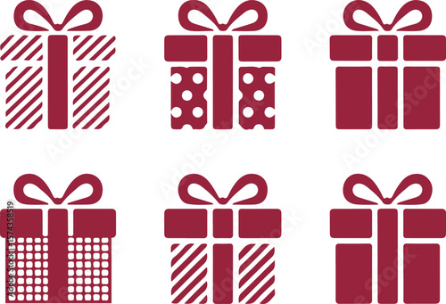 Colorful set of gift box icons for holidays and celebrations