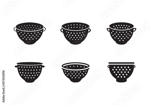 set of colander icon silhouette vector illustration