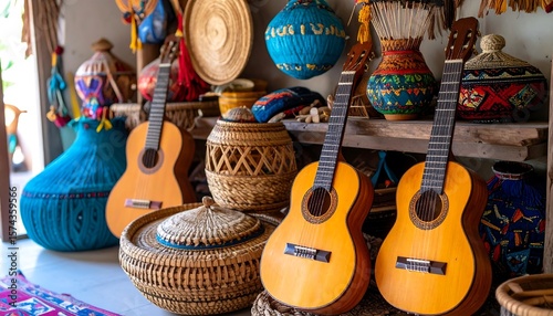 Handcrafted guitars and woven items