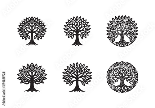 celtic tree of life icon silhouettevector illustration