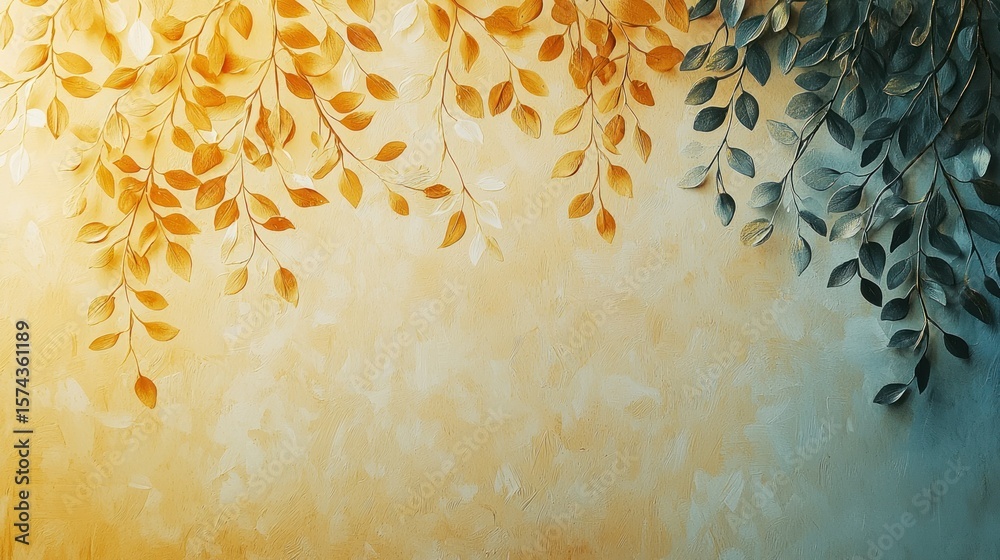 Obraz premium Autumnal Branches on Textured Background