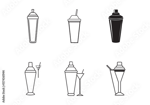 cocktail shaker icon line art vector illustration