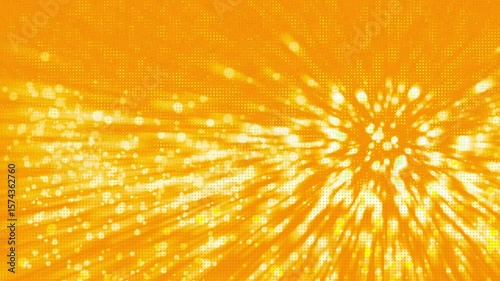 Abstract Bright Yellow Orange Dot Shapes and Lights Halftone Background. Psychedelic lights deformation animated abstract party shapes summer bokeh animation. Hippie tie dye design