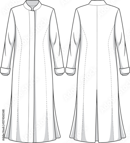 Diverse Fashion CAD Drawing Vector Illustration Set: Women's, Men's, and Baby Apparel Technical Flats for Design Templates, Patterns.