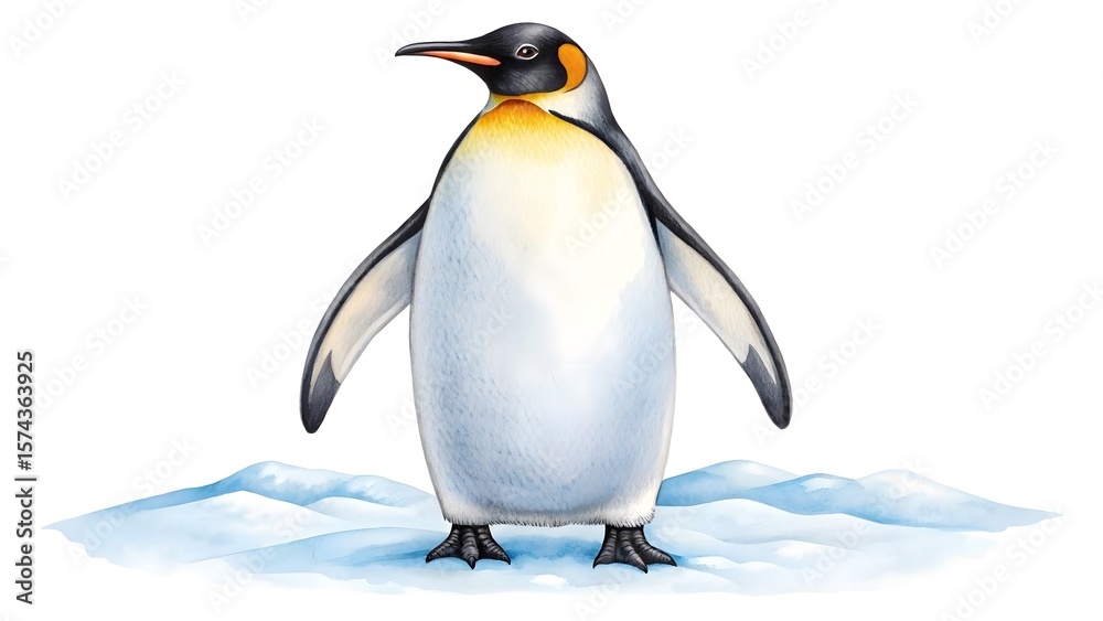 Fototapeta premium Majestic emperor penguin standing on icy terrain