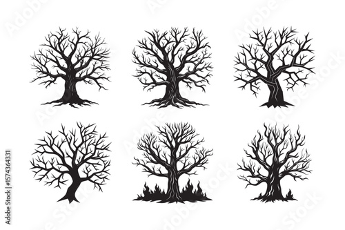 silhouette dead tree set bundle