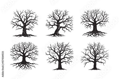 silhouette dead tree set bundle