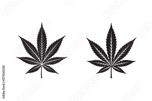 silhouette Marijuana cannabis hemp leaf set bundle