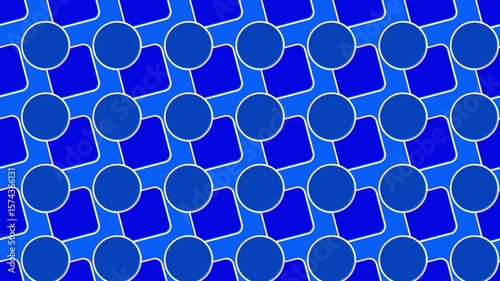 Retro Geometric shapes blue green pattern transition background. Circles, squares transition animation. Modern abstract animation. Comic party geometric multiple abstract shape moving pattern