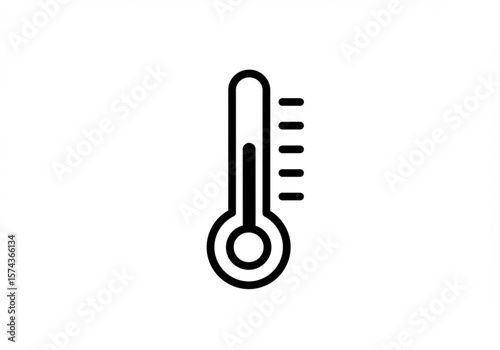 Simple black line icon of a thermometer indicating a moderate temperature