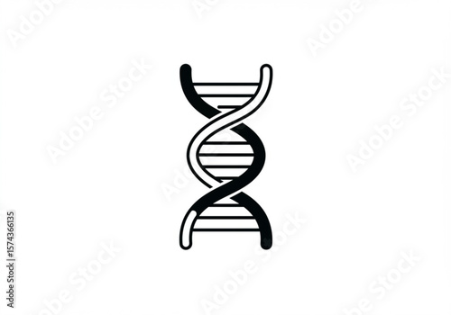 Simple black and white icon of a dna double helix structure