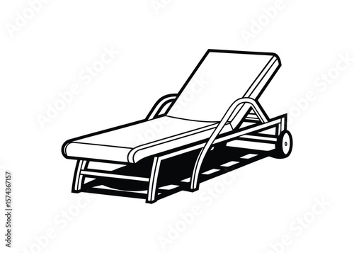 Silhouette of chaise lounge isolated on a white background