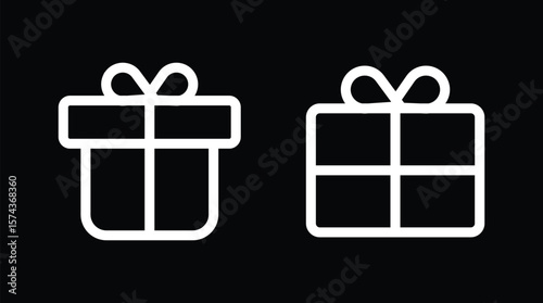 Gift box icon outline and solid style Vector. Gift box with ribbon icons vector set for UI designs