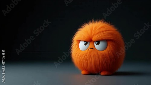 A fluffy orange critter scowls intensely radiating displeasure. This little guy clearly needs cheering up or perhaps a hug from someone brave.