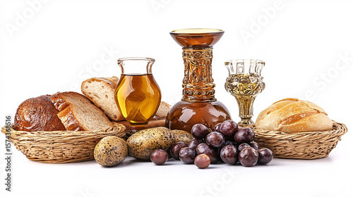 Sacrament of Unction Oil for Christian Anointing - Isolated on White Background