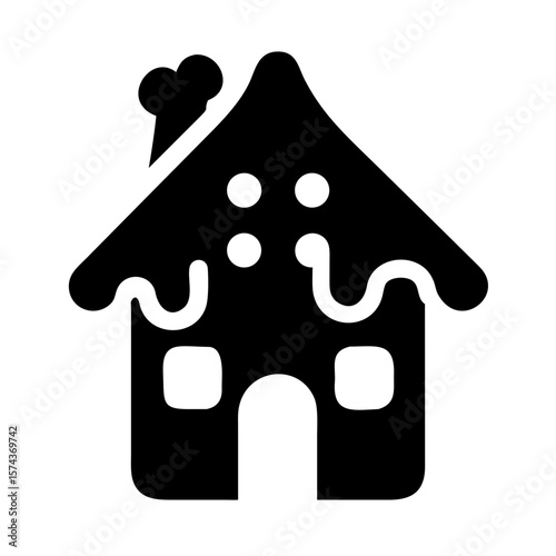 Gingerbread house silhouette with candy window decorations