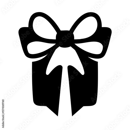 Silhouette christmas bow present for holiday celebrations